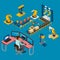 Manufacturing Work Isometric Composition