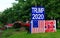 MANVILLE, NJ -30 MAY 2020- View of a road sign supporting President Trump for the 2020 United States presidential election