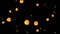 Many abstract fire balls flying on black background. Fire sphere slowly float. Loop animation.