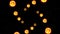 Many abstract fire balls flying on black background. Fire sphere slowly float. Loop animation.