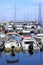 Many anchored yachts,Sozopol port