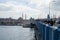 Many anglers stand on the Galata Bridge in Istanbul in Turkey