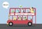 Many animals riding on a bus,Vector illustrations