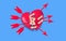 Many Arrows Breaking A Broken Red Heart. d Heart With Plaster bend Getting Hurt By group of res arrow on blue background.