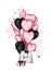 Many balloons in the shape of a heart. Vector illustration. St. Valentine`s Day.
