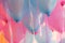 Many balloons on a string, close-up abstract background
