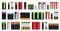 Many batteries of different types on white background, collage. Banner design