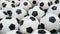 Many Black and White Soccer Balls Background. Football Balls Swimming in a Pure Water