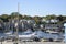 Many boats in the harbor in Camden, Maine