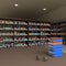 Many books on bookshelf and glasses ,3D rendering