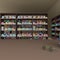 Many books on bookshelf and glasses  ,3D rendering