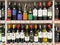 Many bottles of Wines on the shelf for sale in the Foodland supermarket