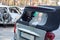 Many broken cars after a traffic accident in the parking lot of a restoration service station on the street. Car body damage