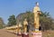 Many buddha statues standing in row at Tai Ta Ya monastery temple in payathonzu district, Myanmar Burma