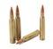 Many bullets on white background. Military ammunition