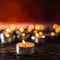 Many candles symolizing funeral religios christmas spa celebration birthday spirituality peace memorial or holiday burning