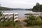 Many canoes on the lake in the Mauricie National Park. Canada