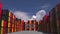 Many cargo containers with MADE IN BELGIUM text and national flags. Belgian import or export related 3D animation