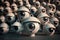 Many CCTV security surveillance cameras. Dystopian big brother spy and monitoring control concept. stress and excess