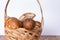 many ceps in basket isolated on white background