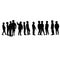 Many children together, body silhouette vector