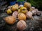 Many Coconuts In The Market. Lots of fresh green coconut. Pile of old coconut.