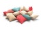 Many color cushions on white background. 3d illustration