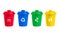 Many color wheelie bins set with waste icon