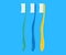 Many colored toothbrushes logo design. Tooth care, set of toothbrushes on color background vector design.