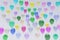 Many colorful balloons ascending 3d rendering front view