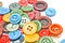 Many colorful clothing buttons