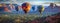 Many Colorful Hot Air Balloons Above Sedona, Arizona Banner - Generative AI
