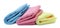 Many colorful microfiber cloths on white