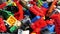 Many colorful parts of Lego bricks