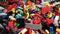 Many colorful parts of Lego bricks