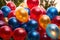 Many colorful party balloons, festive celebration decorations