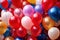 Many colorful party balloons, festive celebration decorations