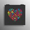 Many Colorful Piece Puzzle Heart. Jigsaw Logotype.