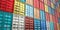 Many colorful shipping cargo containers
