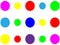 Many colorful simple circles on the white background