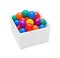 Many colour plastic balls in box