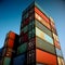 many container on large cargo ship, very high details, daylight, clear sky. AI Generated, Generative AI