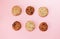 Many cookies are arranged horizontally