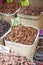 many date fruits display for sale at local market