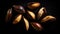 Many delicious Brazil nuts as background, top view. Generative AI