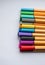 Many different colored pens. Color pencils isolated on a white background