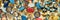 Many different colorful thumbtacks, colorful background