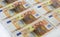 Many different euro banknotes