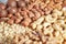 Many different nuts. Assortment healthy snacks. Mediterranean fat diet