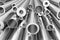 Many different steel pipes background